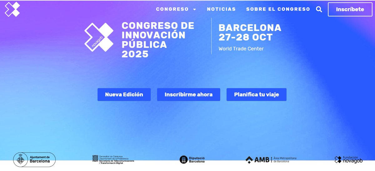 📢Congreso de Innovación Pública #NovaGob2025
📍World Trade Center de Barcelona
🗓️27 octubre 2025 - 28 octubre 2025
⏰9:00h    #CitasOBSAE
Más información:👇administracionelectronica.gob.es/pae_Home/pae_A…