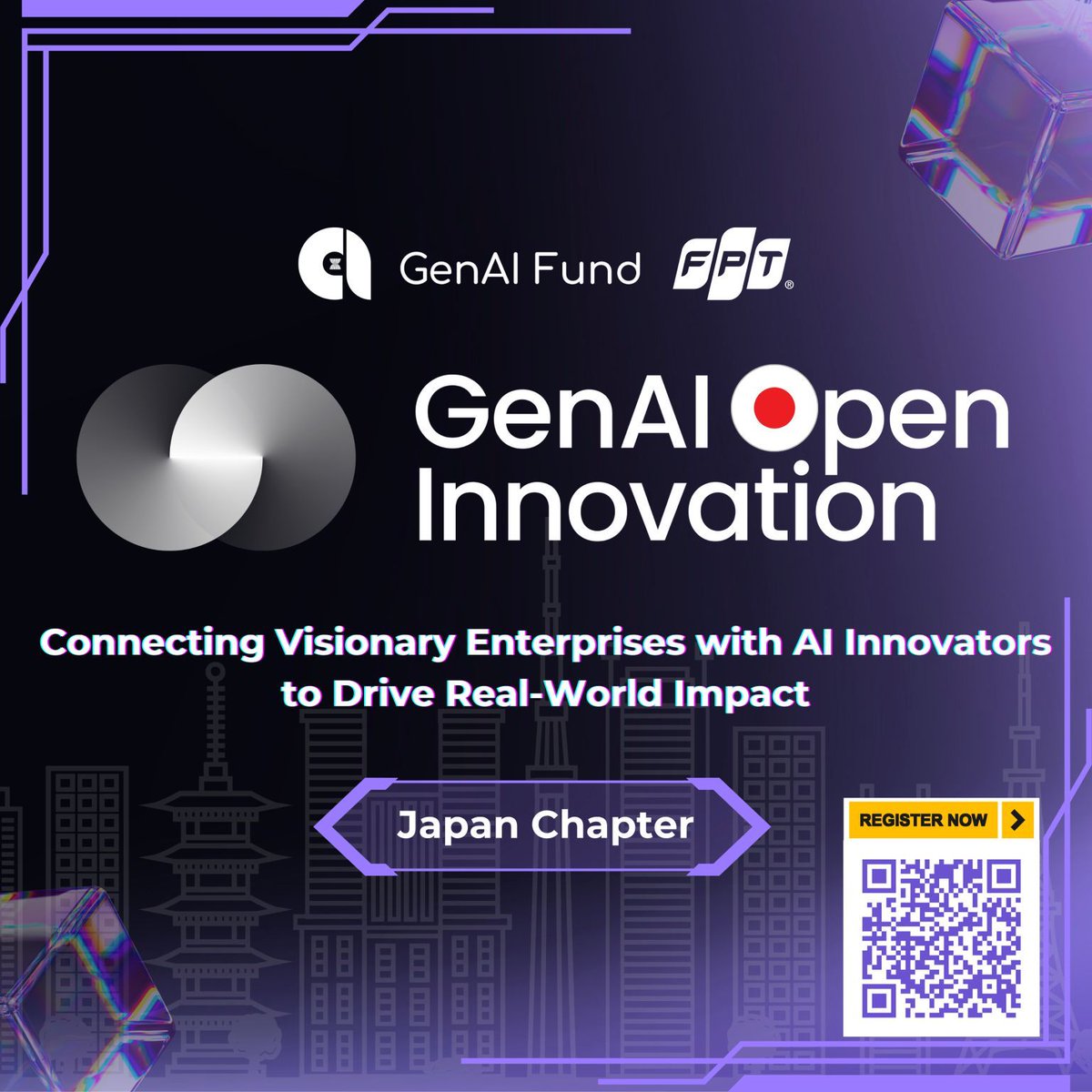realkaiyong's tweet image. 1/ 🌏 After facilitating 100+ enterprise–startup AI matches across Singapore &amp;amp; Vietnam… we’re going to Japan!

On Sept 26 in Tokyo, @genaifund_ai is launching GenAI Open Innovation – Japan Edition 🚀 — in collaboration with @fpt_software
#GenAI #JapanTech