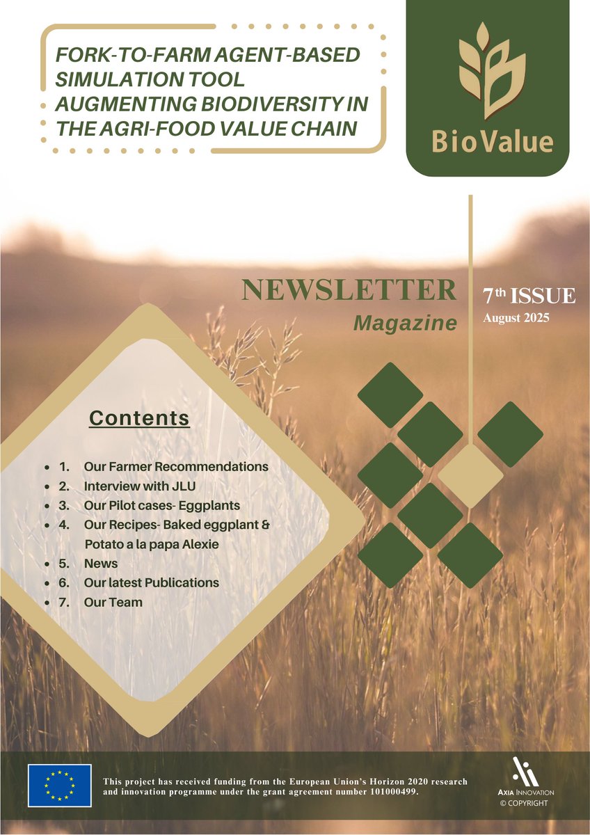 BiovalueProject's tweet image. 🌱 BioValue #Newsletter 7 is out! Farmer tips, JLU interview, eggplant pilots, new recipes, project news, publications & meet our team. Read now!
Read and Download Here : biovalue-project.eu/wp-content/upl…
#BioValue #SustainableFood