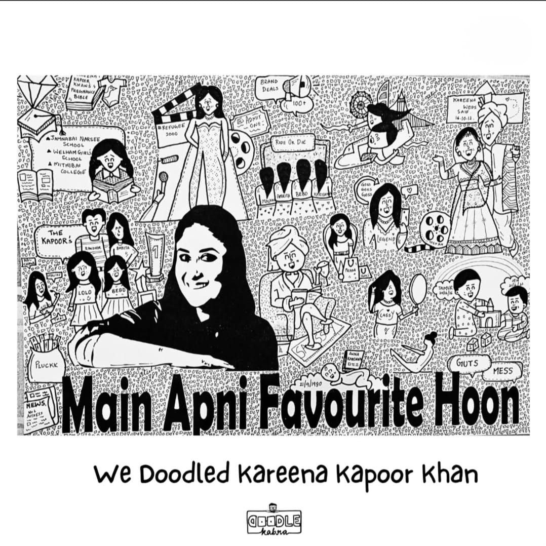 DoodleKabra's tweet photo. What we drew wasn’t just Kareena Kapoor Khan.

It was her journey - daughter, wife, mother, superstar.
A memory map. A legacy in lines.

She shared it with her millions. With love. 💫

#DoodleKabra #KareenaKapoorKhan #MeinApniFavouriteHoon

@KareenaK_FC https://t.co/8jFILjleeC