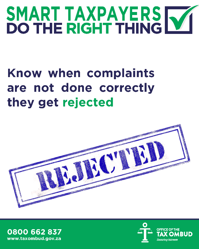 TaxOmbud's tweet photo. Common mistakes to be avoided when lodging complaints with the Tax Ombud include:
ยท Submitting incomplete forms,
ยท Missing SARS reference numbers
ยท Forgetting to sign the form
Be a smart taxpayer and double-check before you submit! #TaxOmbud #Filingseason #SmartTaxpayers #DoTheRightThing