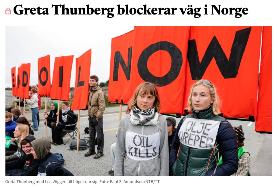 Totalt 200 uppges delta i Extinction Rebellions blockad utanför raffinaderiet Mongstad. – De borde skämmas. De ger Putin ett presentpaket, lyder ett av omdömena. bulletin.nu/greta-thunberg…