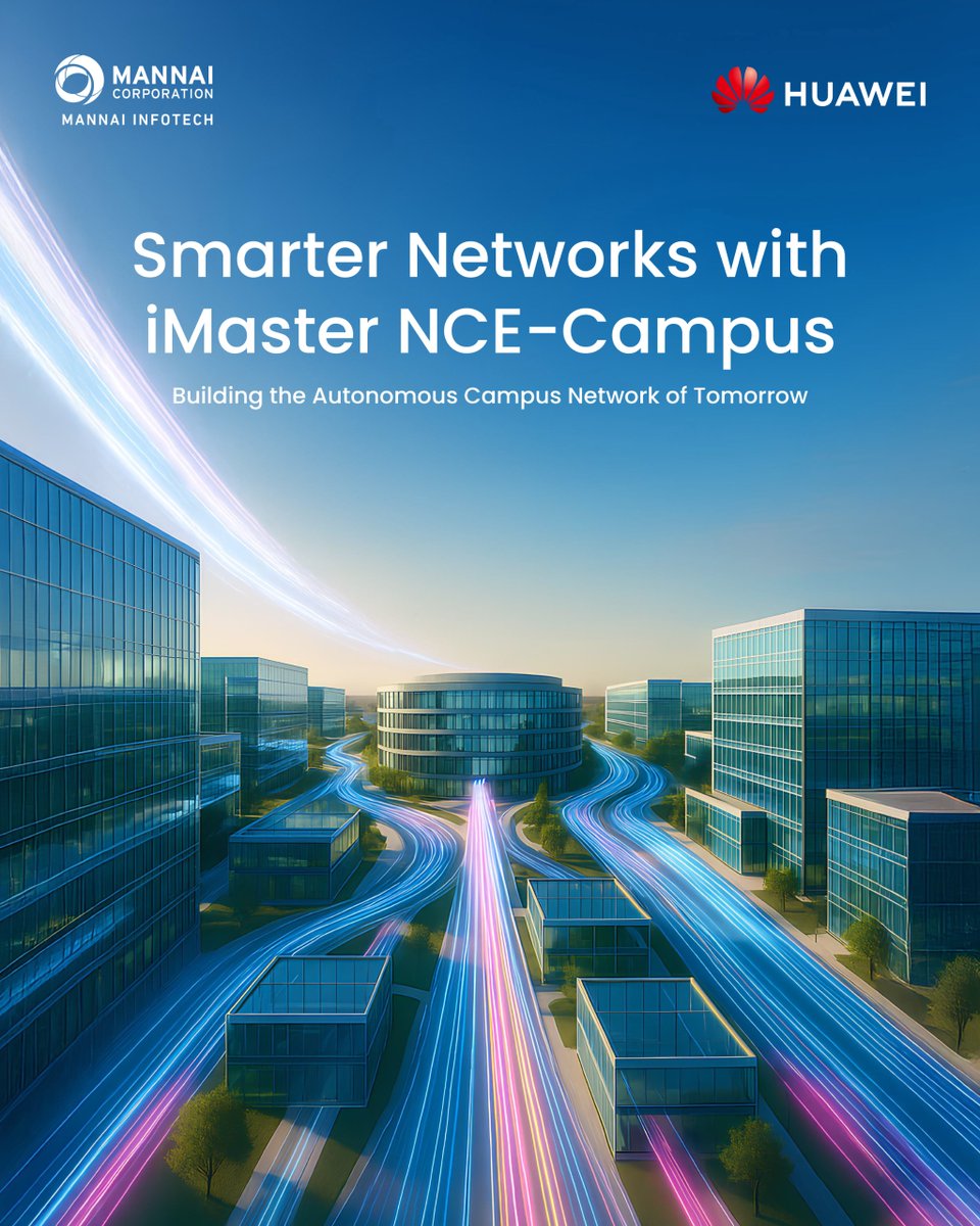 Mannai InfoTech (@infotechmannai) on Twitter photo 🚀 Transforming campus networks with Huawei iMaster NCE!
In partnership with <a href="/HuaweiEnt/">Huawei Enterprise</a> , we deliver AI-powered automation, predictive maintenance & reduced OPEX for next-gen digital campuses.
📧 Marketing-INT@mannai.com.qa
#MannaiInfoTech #SmartCampus #NetworkAutomation 🚀 Transforming campus networks with Huawei iMaster NCE!
In partnership with <a href="/HuaweiEnt/">Huawei Enterprise</a> , we deliver AI-powered automation, predictive maintenance & reduced OPEX for next-gen digital campuses.
📧 Marketing-INT@mannai.com.qa
#MannaiInfoTech #SmartCampus #NetworkAutomation