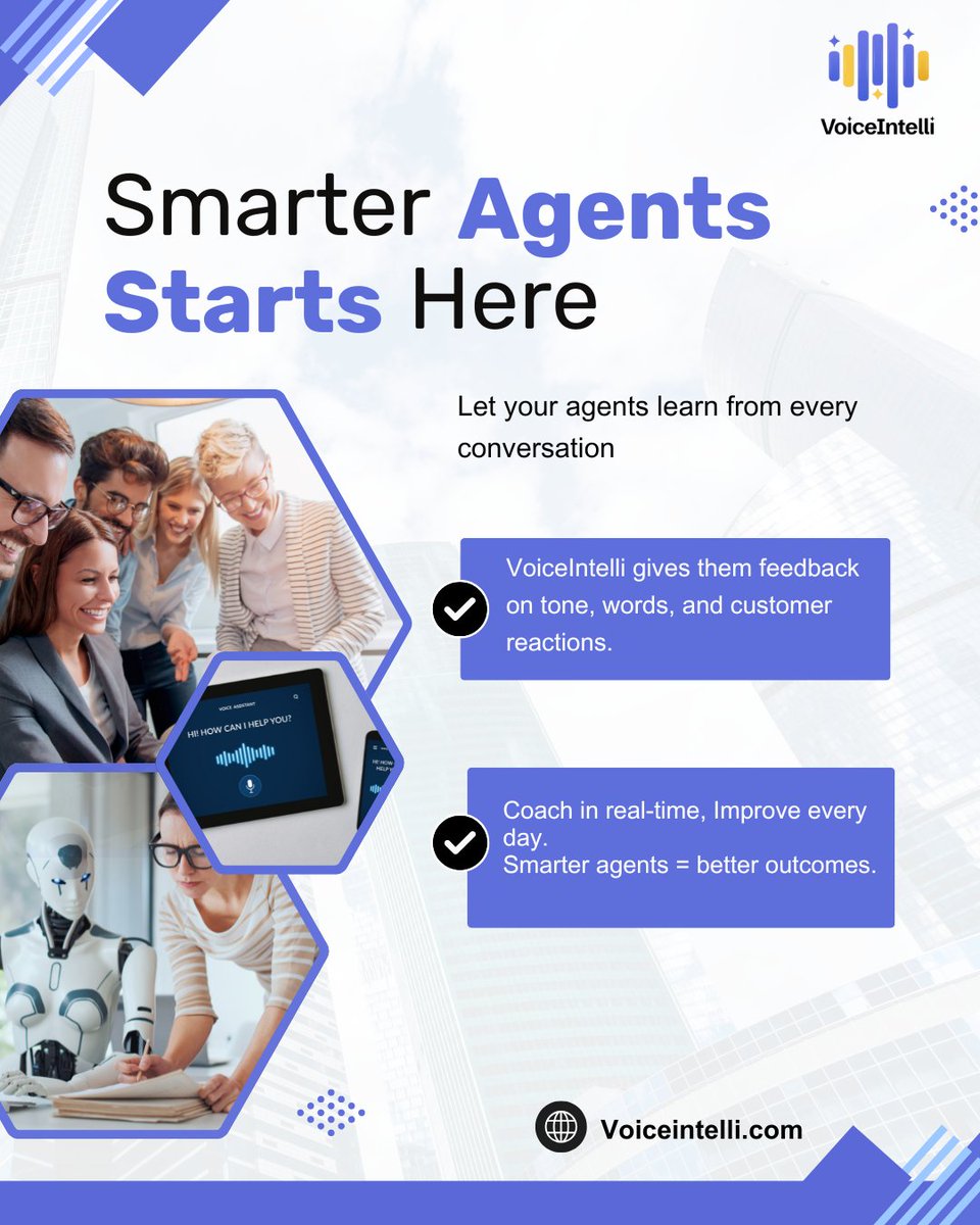 VoiceIntelli's tweet image. 𝐒𝐦𝐚𝐫𝐭𝐞𝐫 𝐀𝐠𝐞𝐧𝐭𝐬 𝐒𝐭𝐚𝐫𝐭 𝐇𝐞𝐫𝐞
Let your agents learn from every conversation.
VoiceIntelli gives them feedback on tone, words, and customer reactions.
Coach in real-time. Improve every day.
#VoiceIntelli #SmartAgent #AICoaching #BPOGrowth #SupportExcellence #Call