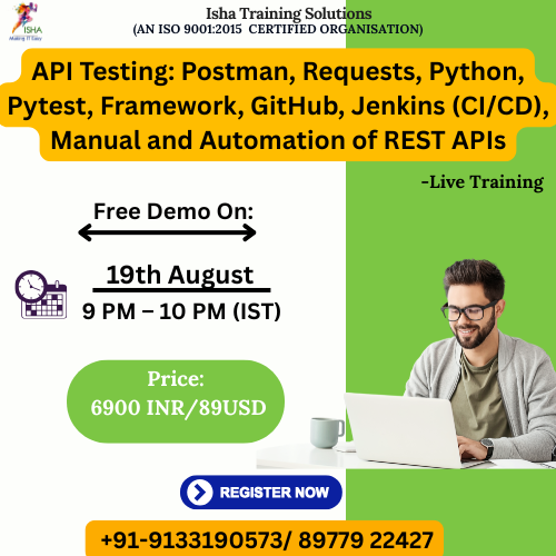 IshaKumargupta's tweet image. Isha Training Solutions presents “API Testing:
Free Demo On:
19th August@9PM(IST)/19th August@11:30AM(EST)
you can register by joining the below Link
docs.google.com/forms/d/e/1FAI…
call/WhatsApp@+91-9133190573
ishatrainingsolutions.org/courses/api-te…
#APITesting #PythonRequests