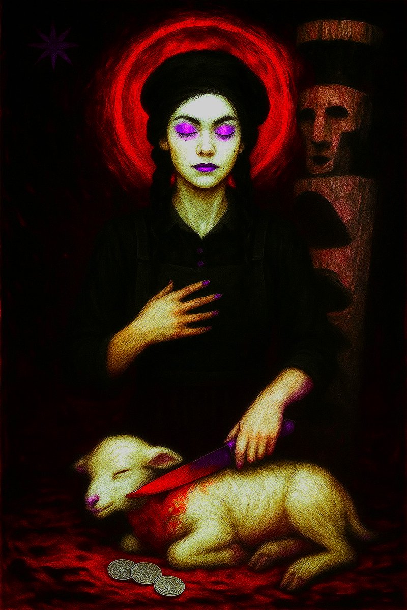 DANIELM2666's tweet photo. Versión N°5, "De Púrpura y Escarlata", portada poemario Ramiz Arancibia. Sin texto. #IA #SACRIFICIO #Sacred #deviantart #poesia #blogger #artbots #artedigital #SagradoCorazóndeJesús #Rehue #Mapuche #Venus #Chemamull #sangre #ChatGPT #COSMOVISIÓN #Ancestral https://t.co/ZNHOlhtZEF