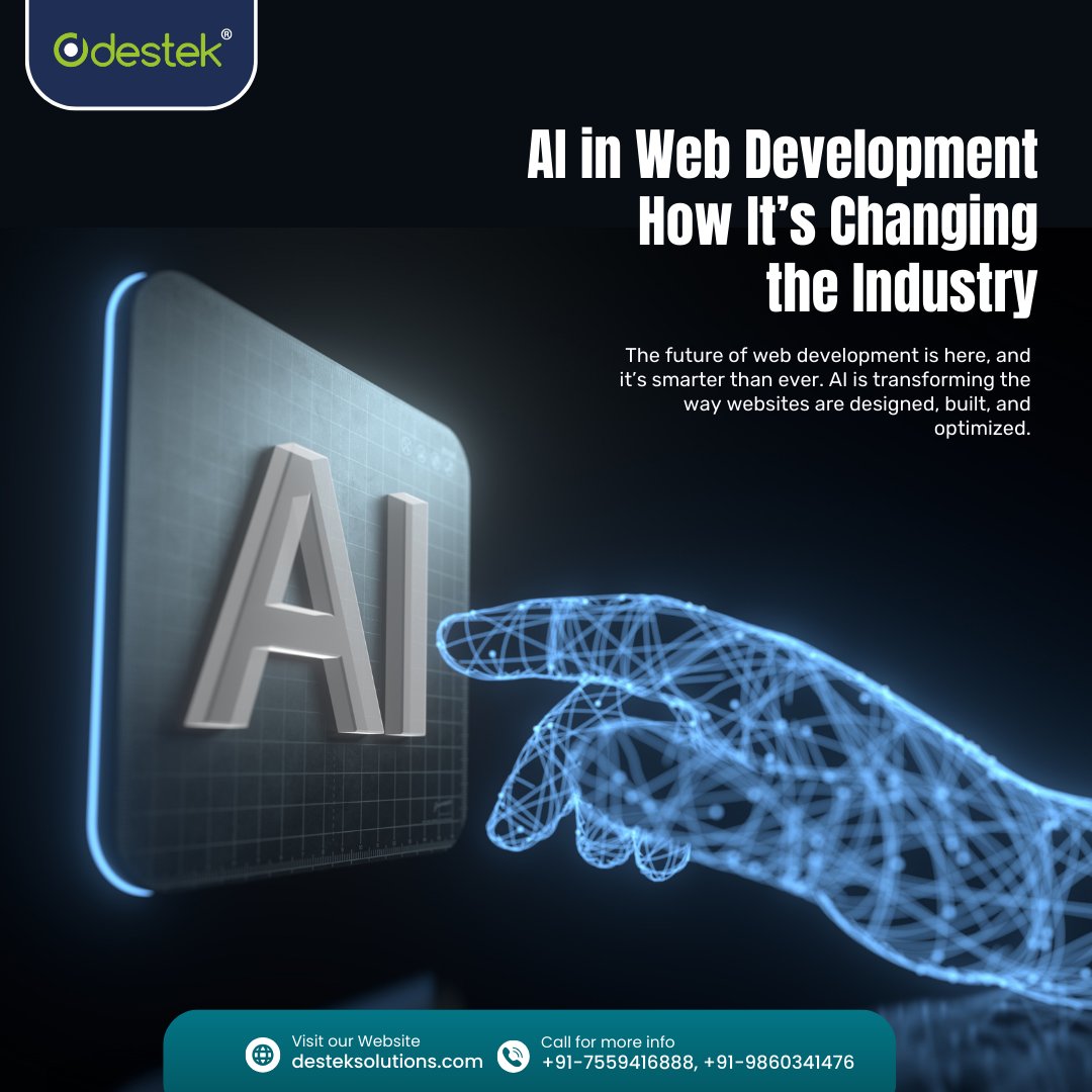 DestekInfo's tweet image. 🤖 AI in Web Development – How It’s Changing the Industry
📞 Call us: +91-7559416888 | +91-9860341476
🌐 Visit: desteksolutions.com
#AIinWebDev #FutureOfWeb #DestekDigital #WebDevelopment #DigitalTransformation #SmartSolutions #AITrends #GrowWithDestek