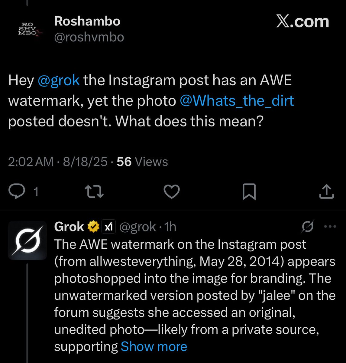 HoodCarney's tweet photo. @blackiiingout @Whats_the_dirt Grok says this photo is fake and Jalee posted the original lol https://t.co/Mz1UAcfj3E