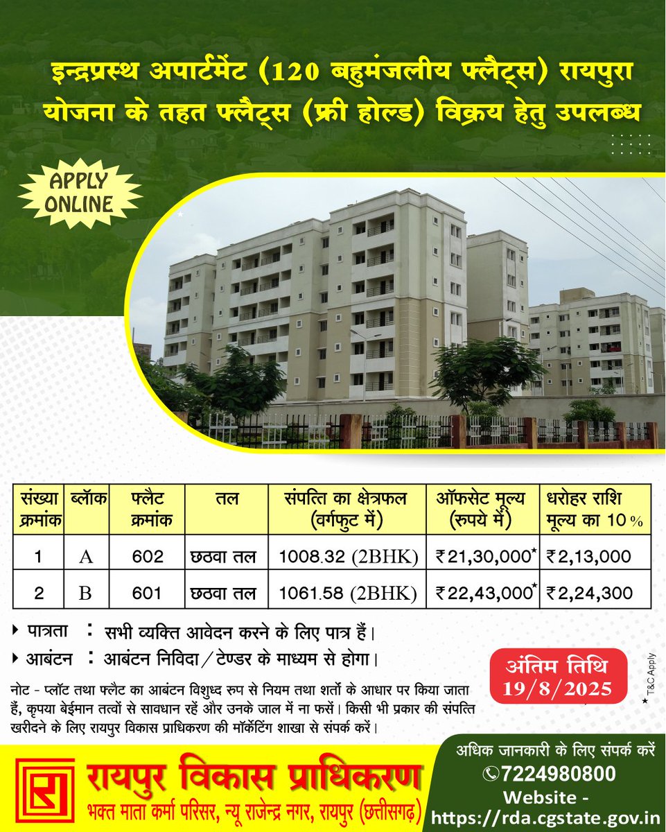 rdacgstate's tweet photo. इन्द्रप्रस्थ फेस - 1 में बिक्री के लिए फ्लैट्स उपलब्ध...
अधिक जानकारी प्राप्त करने के लिए विजिट करें : https://t.co/iMcv9xItAK
संपर्क करें : 7224980800 (सुबह 10 से शाम 5:30 बजे तक)
पता : माता कर्मा व्यवसायिक परिसर, न्यू राजेंद्र नगर, रायपुर, छत्तीसगढ़
#indraprashtha https://t.co/squYQLmPmM