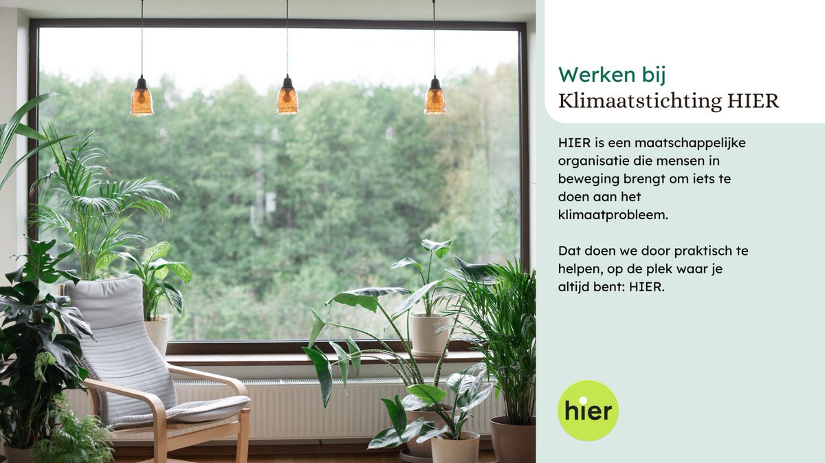 HIER is een maatschappelijke organisatie die mensen in beweging brengt om iets te doen aan het klimaatprobleem. Dat doen we door praktisch te helpen, op de plek waar je altijd bent: HIER

Werken bij Klimaatstichting HIER? Bekijk de openstaande vacatures 👉 duurzamevacaturebank.nl/company/klimaa…