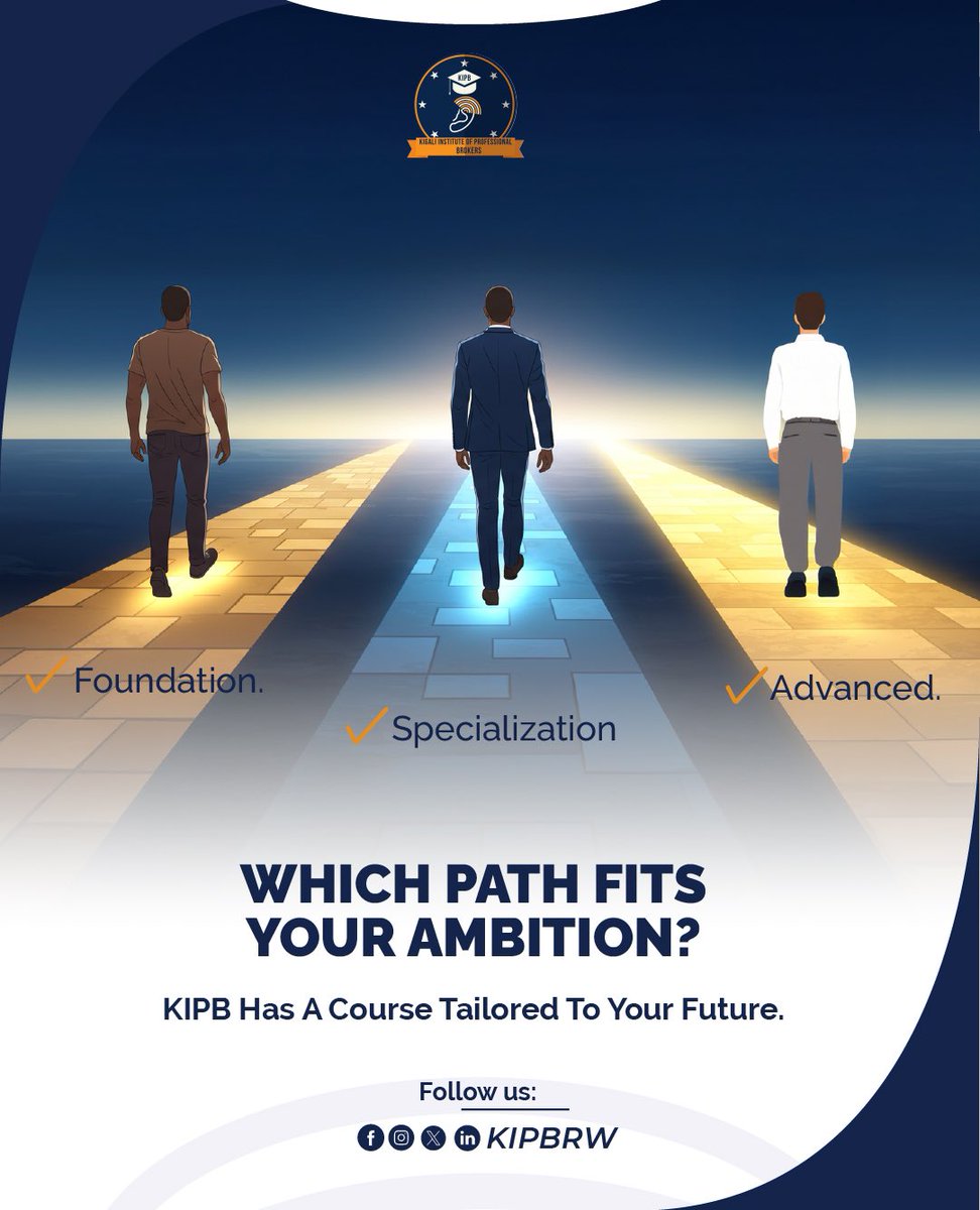 kigalinstitute's tweet image. Which path fits your ambition? Foundation. Advanced. Specialization. 

KIPB has a course tailored to your future. Swipe through and choose your route!

#KIPB #KIPBRwanda #RealEstateRwanda #BrokerInRwanda #StudyInRwanda #RwandaEducation #ProfessionalTrainingRW #RwandaCourses