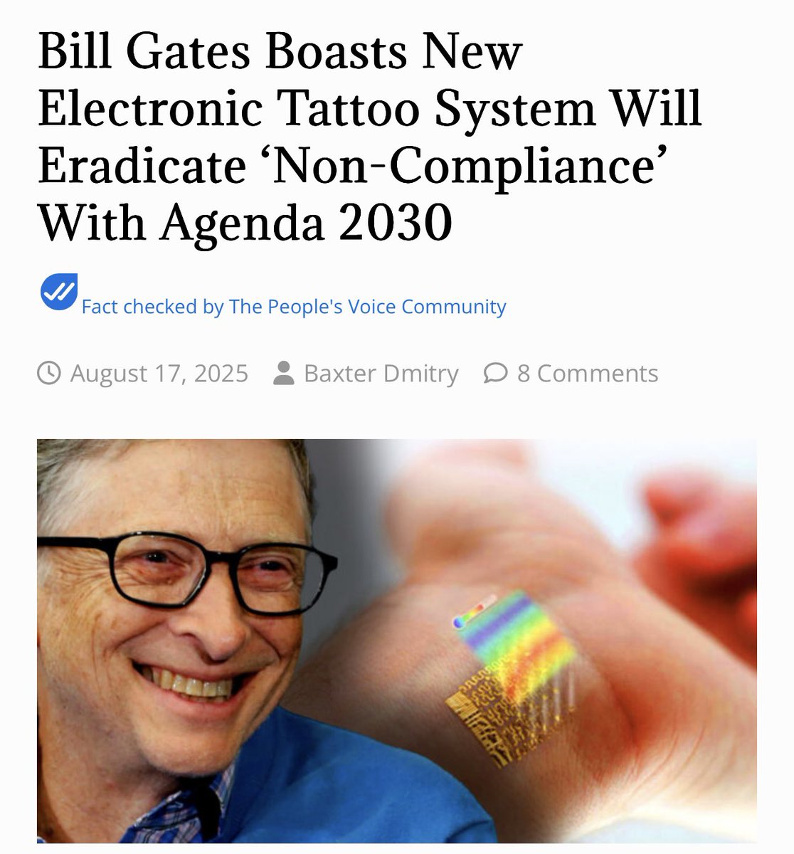 While everyone is looking the other way, Bill Gates is working feverishly behind the scenes to kill off smartphones—and replace them with a new technology: electronic tattoos, embedded under your skin.

According to Gates, life as you know it will soon be impossible without one.