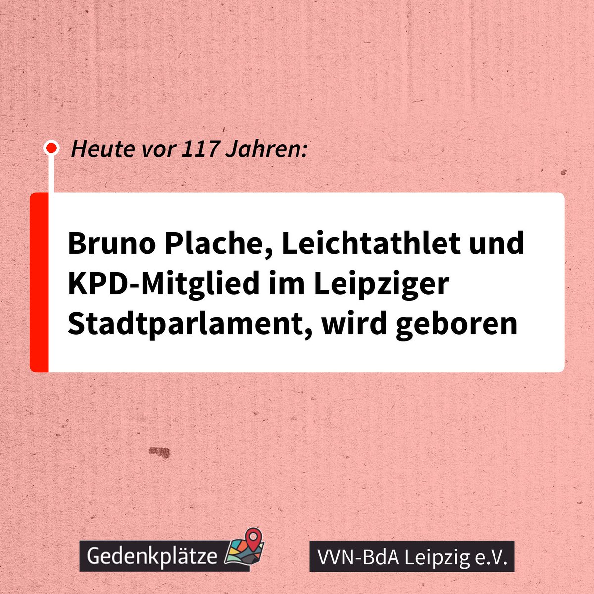 #OTD vor 117 Jahren: Bruno Plache, Leichtathlet und KPD-Mitglied im Leipziger Stadtparlament, wird geboren gedenkplaetze.info/biografien/bru…