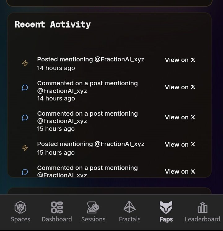 SHESHI (Ø,G) (@0xsheshi) on Twitter photo The algorithm on <a href="/FractionAI_xyz/">Fraction AI</a> has been running smooth and sharp for the past 14 hours, tracking, updating, and rewarding in real-time.
It’s a great feeling when the system does exactly what it’s built for. Shoutout to the tech behind the scenes!
gFAPs Fam 🙌🏾 The algorithm on <a href="/FractionAI_xyz/">Fraction AI</a> has been running smooth and sharp for the past 14 hours, tracking, updating, and rewarding in real-time.
It’s a great feeling when the system does exactly what it’s built for. Shoutout to the tech behind the scenes!
gFAPs Fam 🙌🏾