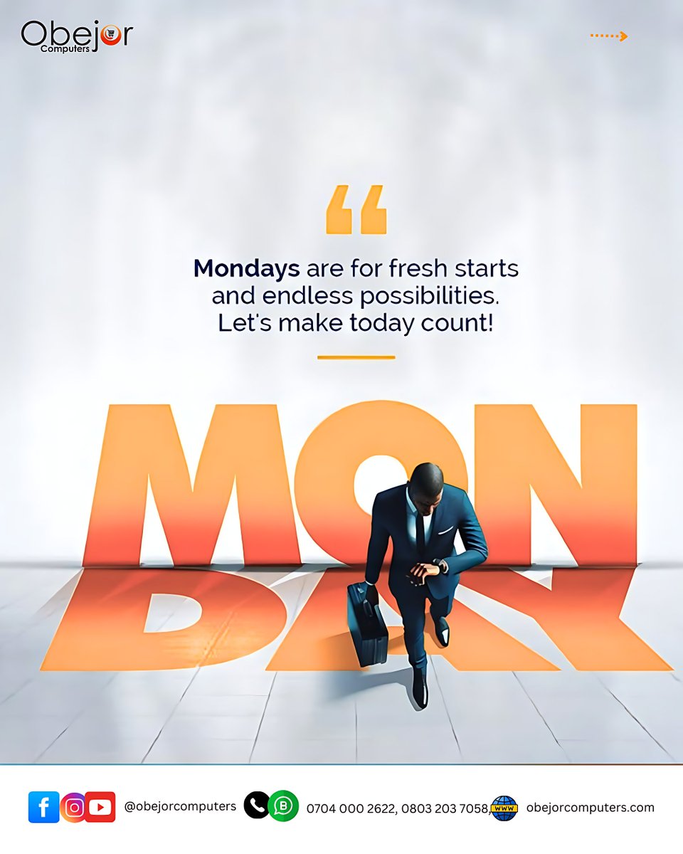 obejorcomputers's tweet image. ✨ Mondays = fresh starts &amp;amp; endless possibilities 🚀
Power your week with the right tech from Obejor Computers 💻📱
🛒 Shop now: obejorcomputers.com Send a DM. 

#MondayMotivation #ObejorComputers #TechForSuccess