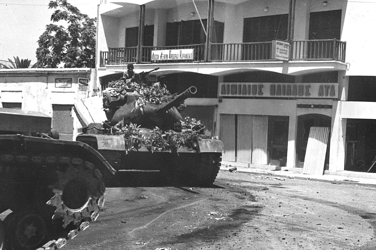 Turkish M47 following behind another M47 during the Turkish Invasion of Cyprus.