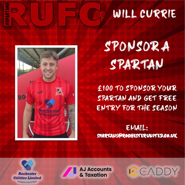 🔴⚫ INTRODUCING THE SPARTANS 🔴⚫

Back for more this season, Will Currie is RETAINED!! 

SPONSOR A SPARTAN: 
rochesterunitedfc.sumupstore.com

🔴⚫ #Spartans