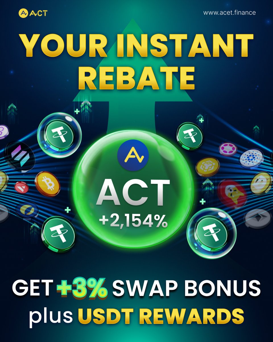 ACTDeFansFi's tweet photo. 📊 Let's do the math: Swap $10,000 today, get 1,200 USDT back instantly. 🧠

🎉 Our “Loyalty Swap To ACET” campaign is more than just a bonus—it's real, tangible value.

🎁 Swap today to claim your 3% bonus plus up to 2,700 USDT Rewards!
The numbers speak for themselves. The decision is yours.

📍 Swap Now: https://t.co/0vGYse9b6c

⏳ Mission Deadline: 14 Oct 2025

⚠️ Swaps from $ACT to other coins are NOT eligible!

Update: 18/08/2025, 08:15 AM (UTC)

Stay up-to-date by following us on:
X: https://t.co/tAqBNot9fP
Telegram: https://t.co/fEsGhARJKW
WhatsApp: https://t.co/JveFgKMsyD

$ACT #ACTisThePeople #inACETweTrust #SwapToACET #NewLifeWithACET