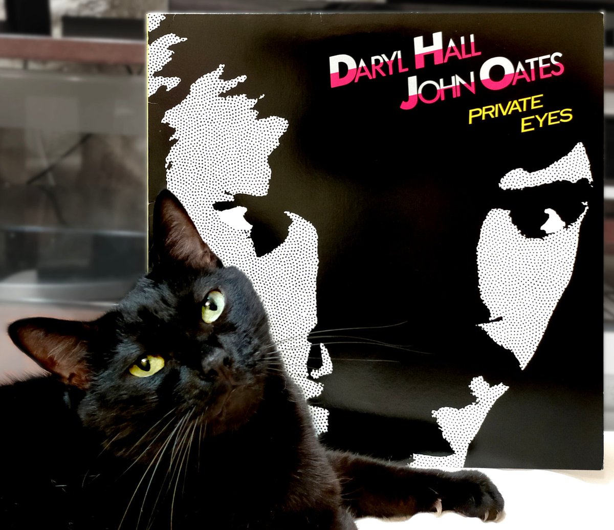 #猫とレコード
ホール＆オーツ『Private Eyes』

1981年のヒット作。
収録曲「I Can't Go for That」は「ビリージーン」の元ネタ。We Are The Worldのセッション中、マイケルがダリルに盗んだと告白。そんなこと言うなんてクールだと思ったとダリル。
うちの黒猫は三毛猫におやつを盗まれます。

#黒猫