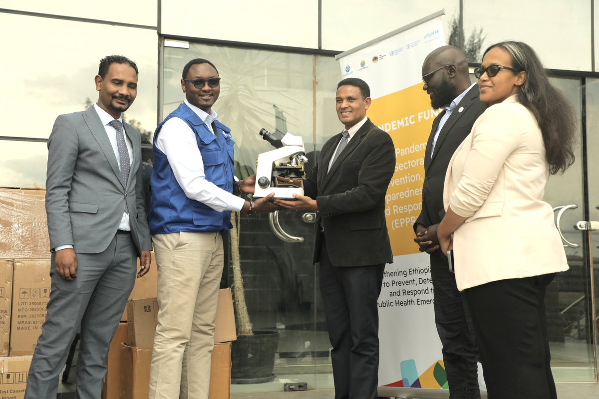 IOM Ethiopia (@iomethiopia) on Twitter photo IOM, through the Ethio-multi-pandemic preparedness, prevention and response project & <a href="/WHOEthiopia/">WHO Ethiopia</a>, handed over medical equipment, computers & phones to <a href="/EPHIEthiopia/">Ethiopian Public Health Institute</a> to boost disease surveillance at entry points. Protecting communities & saving lives! 💉🖥️📱
#HealthForAll IOM, through the Ethio-multi-pandemic preparedness, prevention and response project & <a href="/WHOEthiopia/">WHO Ethiopia</a>, handed over medical equipment, computers & phones to <a href="/EPHIEthiopia/">Ethiopian Public Health Institute</a> to boost disease surveillance at entry points. Protecting communities & saving lives! 💉🖥️📱
#HealthForAll