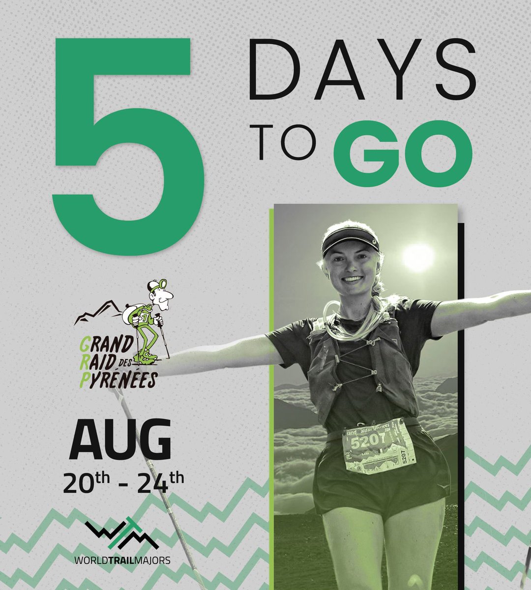 ⏳ Just 5 days to go!
🏔 The Grand Raid des Pyrénées is about to begin.
Mountains, dreams, and pure effort — the adventure is calling.

#WorldTrailMajors