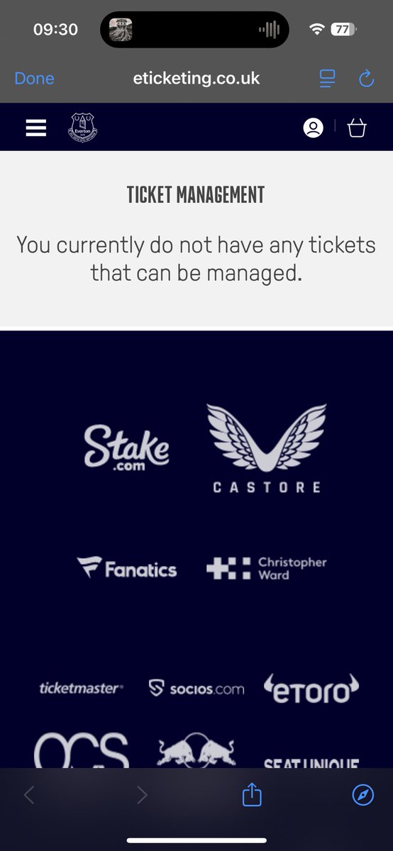 kevbourne's tweet photo. @efc_fanservices Stull waiting to transfer a ticket for Brighton to a Friend on the portal however I get this every time. Can you advise please. https://t.co/jtcuN1kukH