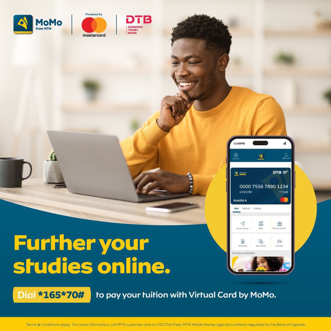 That online course you've been eyeing.

No more delays, start today and pay for it with your #VirtualCardByMoMo easily. 

Dial *165*70# and create yours today.