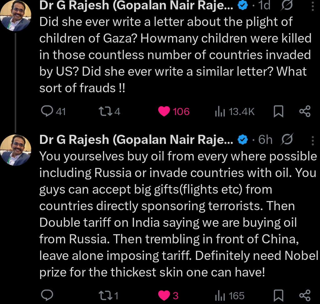 Milan Koštek (@kostekmilan) on Twitter photo Sad truth in your words, <a href="/DrRajeshG1/">Dr G Rajesh (Gopalan Nair Rajesh).</a> .
I could say nothing else. I'm also almost never "politically correct". Sad truth in your words, <a href="/DrRajeshG1/">Dr G Rajesh (Gopalan Nair Rajesh).</a> .
I could say nothing else. I'm also almost never "politically correct".