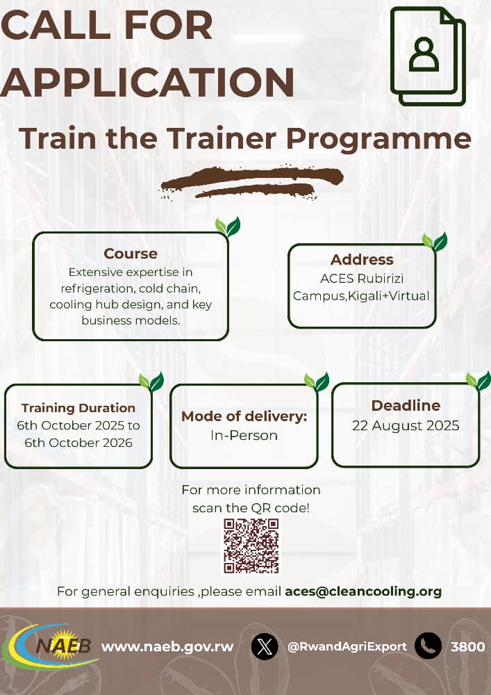 📢 Call for applications

Passionate about food sustainability and reducing losses?

Join the training on refrigeration, cold chain, and cooling hub design.

📧 Apply: aces-apply@cleancooling.org
🗓 Deadline: 22/08/2025

🔗 More info: academy.cleancooling.org/training-cours…