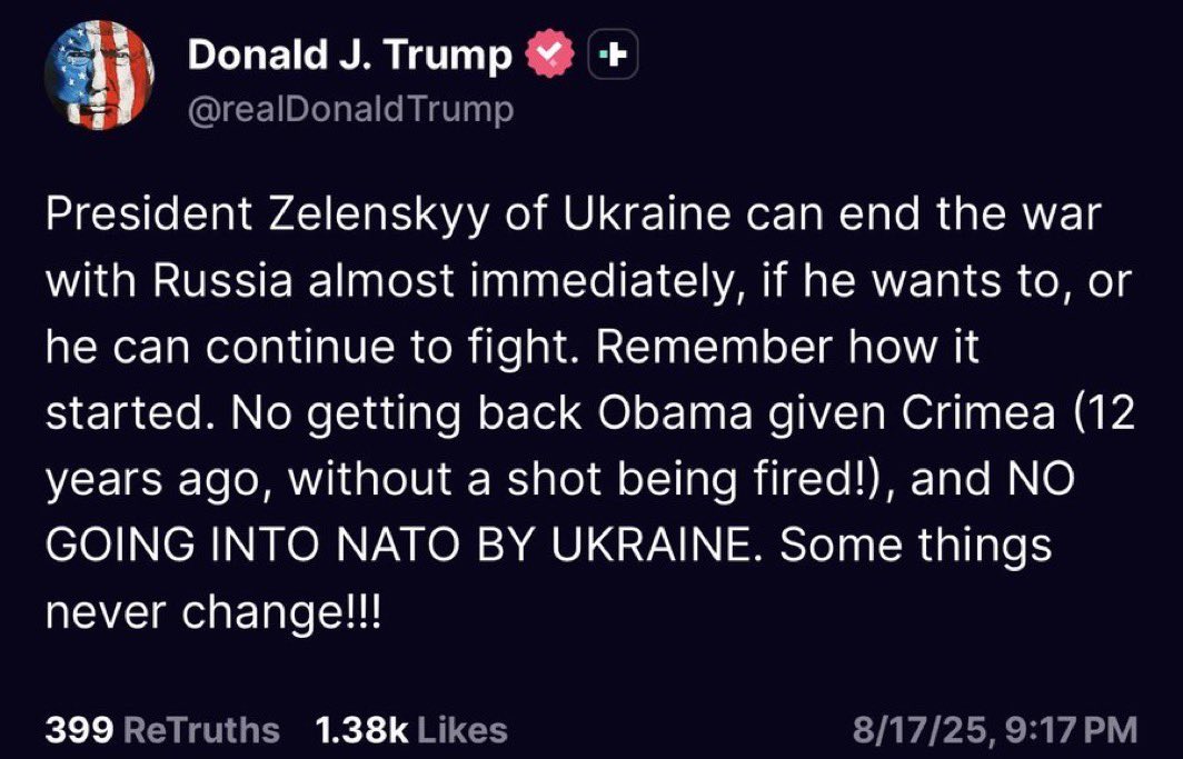 C’è Trump e poi c’è la realtà: c’è un solo uomo che può porre fine alla guerra immediatamente. 

Si chiama Vladimir Putin. Lo stesso che l’ha iniziata nel 2014 in Crimea. 

Gli europei sapranno essere all’altezza della realtà?