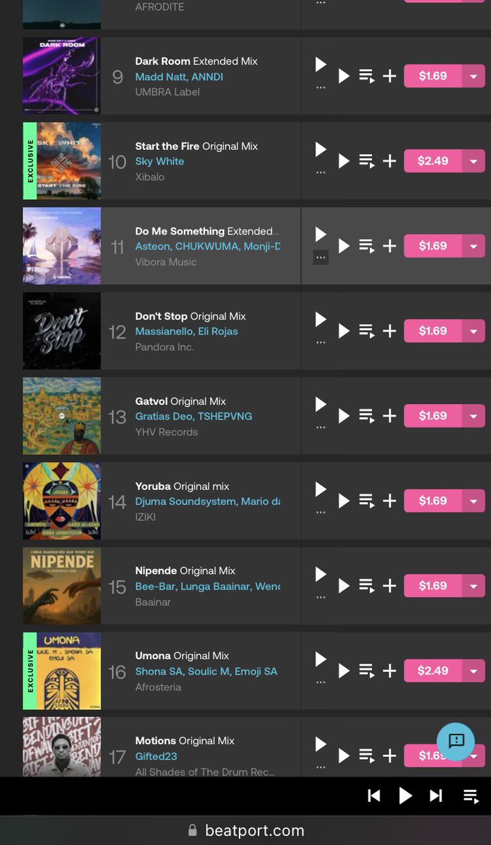 We currently seat at #13 on the Best New Hype Afro House on <a href="/beatport/">Beatport</a> 

🔗: songshare.com/track/0y3t7hk9