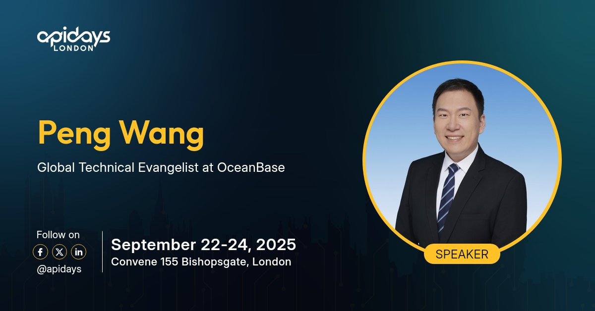 LearnOceanBase's tweet image. Join #OceanBase at #apidays London
RAG Without the Hassle: Building AI-Powered Apps.
✅ Enterprise AI with minimal overhead
✅ Scalable AI data infrastructure
📅 14:50-15:15 BST | Sep 23
📍 COMMERCIAL 2, Convene 155 Bishopsgate, London
RSVP: apidays.global/events/london