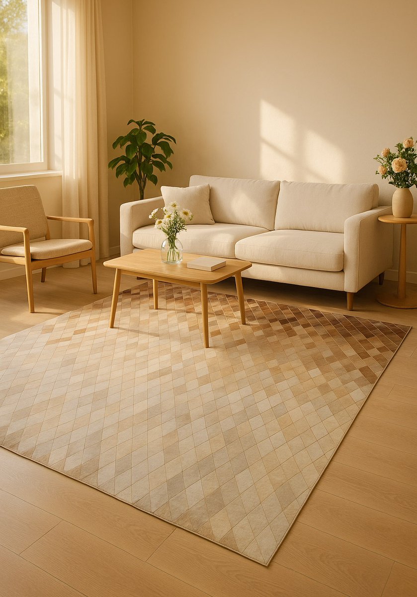 Shine_Rugs's tweet image. ☀️ Light, warm, and full of summer glow. Our gradient Lime rug melts into golden-hour moments like this one.

Subtle tones, striking effect.

#WarmNeutrals #GoldenInteriors #SummerGlow #PatchworkRug #CozyDecor #NaturalPalette #HandmadeRug #ShineRugs