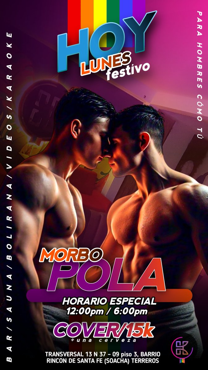 Hola, 👋 Bienvenido a KLAN'DESTINOS 🏳️‍🌈
Un ambiente para hombres cómo tú.
HOY  FESTIVO 
COVER 15K + una cerveza 🍺 
📲 3245272269
🏳️‍🌈📌 TRANSVERSAL 13 N 37 – 09 piso 3 
#GayNight #SaunaExperience #Fiesta #Comunidadgay #DiversiónTotal #SexYAmigos #Sauna #miusic #fyp #parati #morbo