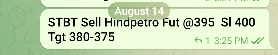 TradersRoute's tweet image. 395 to 383.65 
#Hindpetro STBT Fut Sell

More than 20k gain from a single lot 

#StockMarket #sharemarket #indianstockmarket #TradingTips 

For detailed analysis Join
 👇 
t.me/TraderssRoute