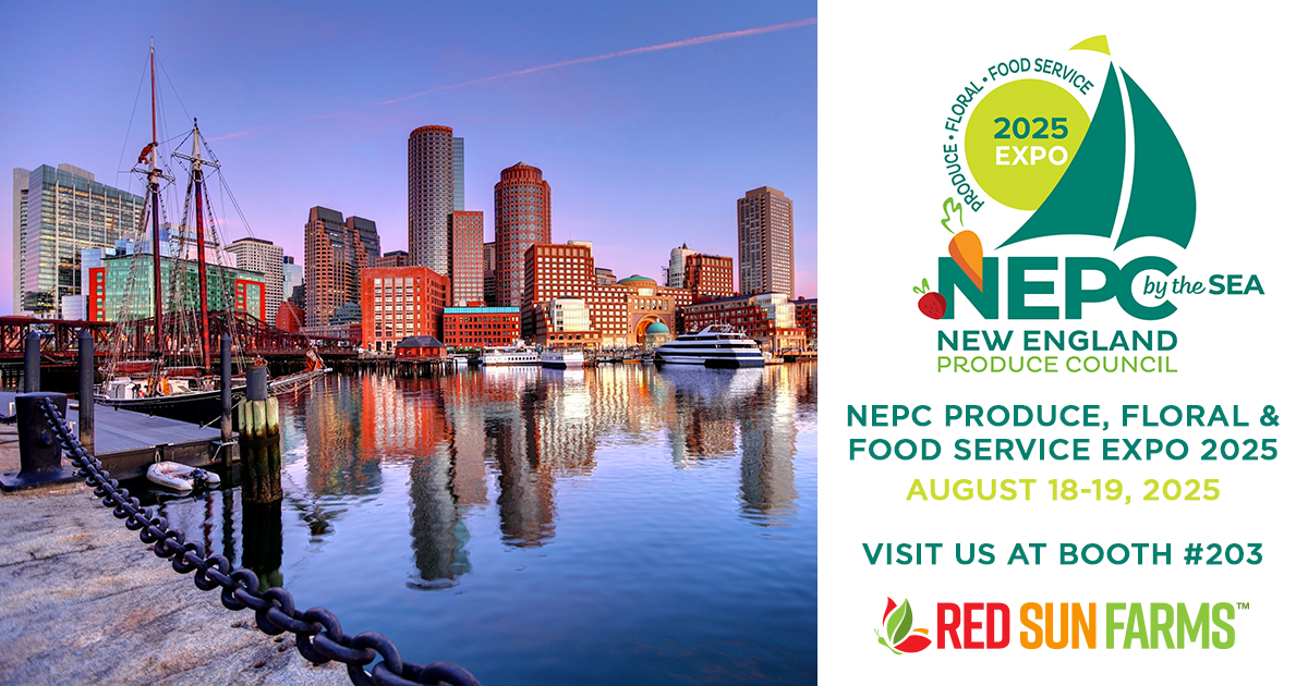 If you’ll be at the New England Produce Council’s annual expo in Boston, we’d love to meet you! Swing by booth #203 to meet the Red Sun Farms team, sample our produce, and learn about our sustainable greenhouse farms! #NEPCExpo