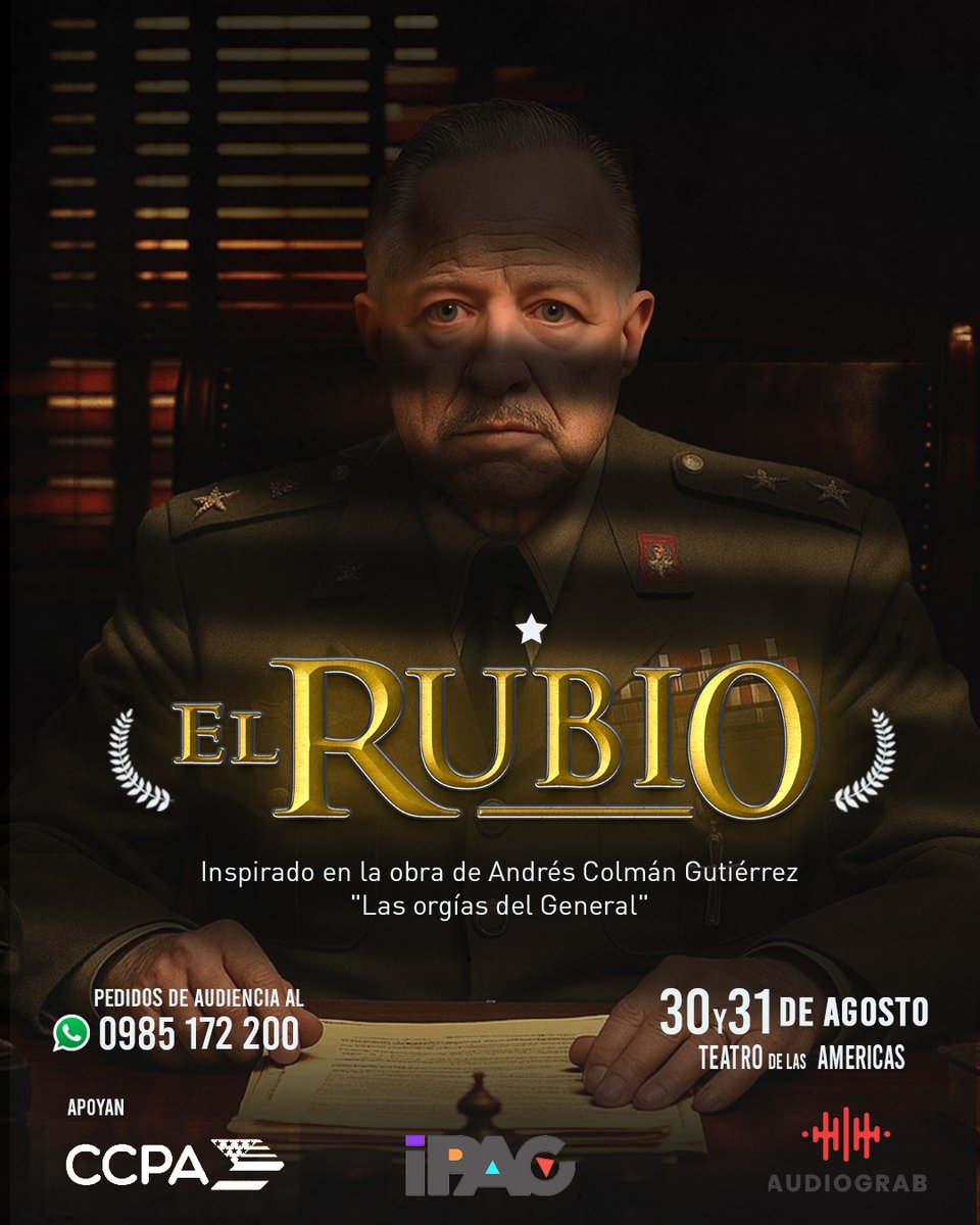 #ElRubio 

¡Una obra que no te podés perder! 🎬🎭

Llega a las tablas del Teatro de las Américas una propuesta innovadora: "El Rubio" . Prepárate para una fascinante fusión de teatro y cine, bajo la dirección de Ray Armele y basada en la aclamada obra de Andrés Colman Gutiérrez.