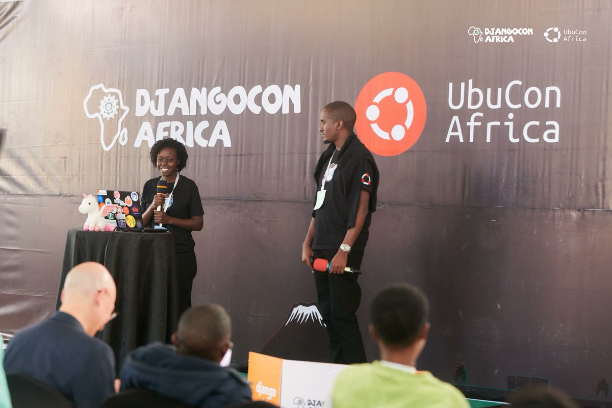 🎤Geoffrey Nyaga( <a href="/geoffreynyaga/">Geoffrey Nyaga</a>) &amp; Sharon Koech at #DjangoConAfrica2025 + #UbuConAfrica on: "Open the door to open-source; welcome to the Open Documentation Academy"🚀

#djcafrica #djcafrica25 #DjangoConAfrica #UbuCon #DjangoCon
