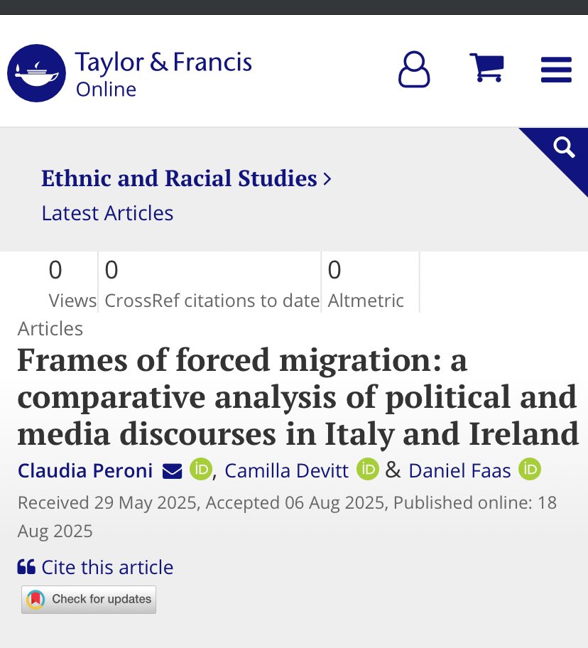 📝 Another PhD paper (together with Camilla Devitt and <a href="/FaasDaniel/">Daniel Faas</a>) is now out in <a href="/ERSjournal/">Ethnic and Racial Studies</a>.

📍 Public frames on forced migration are consistent in time and across political spectrum, products of country-specific sociocultural processes
📍 tinyurl.com/mr23hhy4
