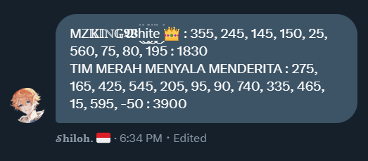 OKE GAME KEDUA.

DI GAME KEDUA INI, TIM MERAH BALAS DENDAM, SAUDARA-SAUDARI! TIM MERAH UNGGUL DENGAN PEROLEHAN POIN 3900, DIBANDING TIM PUTIH YANG MEMPEROLEH POIN 1830!