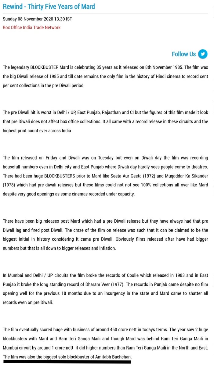 #SalmanKhan Solo BLOCKBUSTER FFs
Hum Aapke Hai Kaun - 7.50Cr
Maine Pyar Kiya - 5CR+

#AmitabhBachchan Solo BLOCKBUSTER FFs
Mard - 4.25Cr+