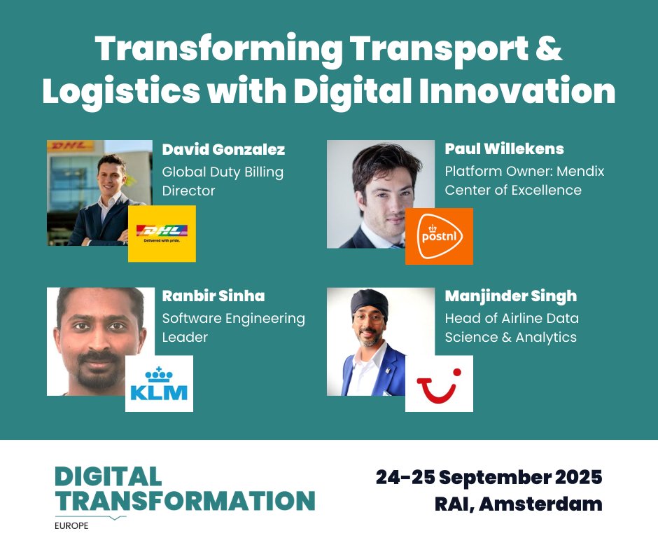 DigitalTWeek's tweet image. 🚀 Enterprise IT leaders in transport, logistics &amp;amp; travel: Learn how DHL, PostNL, KLM &amp;amp; TUI are scaling digital transformation, unifying teams &amp;amp; modernizing systems. 24-25 Sept, RAI Amsterdam. 🎟️ Gold pass: digitaltransformation-week.com/europe/?tracki…
#DigitalTransformation #EnterpriseTech
