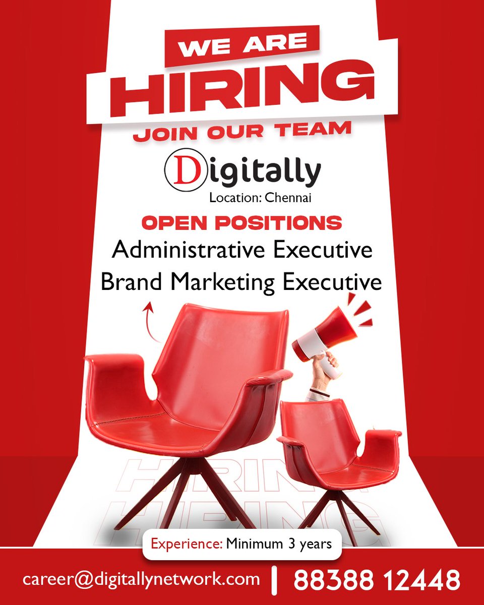 Digitally (@digitallynow) on Twitter photo Step into the Spotlight!
Team #Digitally is calling all dreamers & doers who want to shine in the Movie Industry.
Apply now for exciting positions and make your mark!
📞 +91 8838812448 | 📩 career@digitallynetwork.com
Be a part of something BIG.
#WeAreHiring Step into the Spotlight!
Team #Digitally is calling all dreamers & doers who want to shine in the Movie Industry.
Apply now for exciting positions and make your mark!
📞 +91 8838812448 | 📩 career@digitallynetwork.com
Be a part of something BIG.
#WeAreHiring