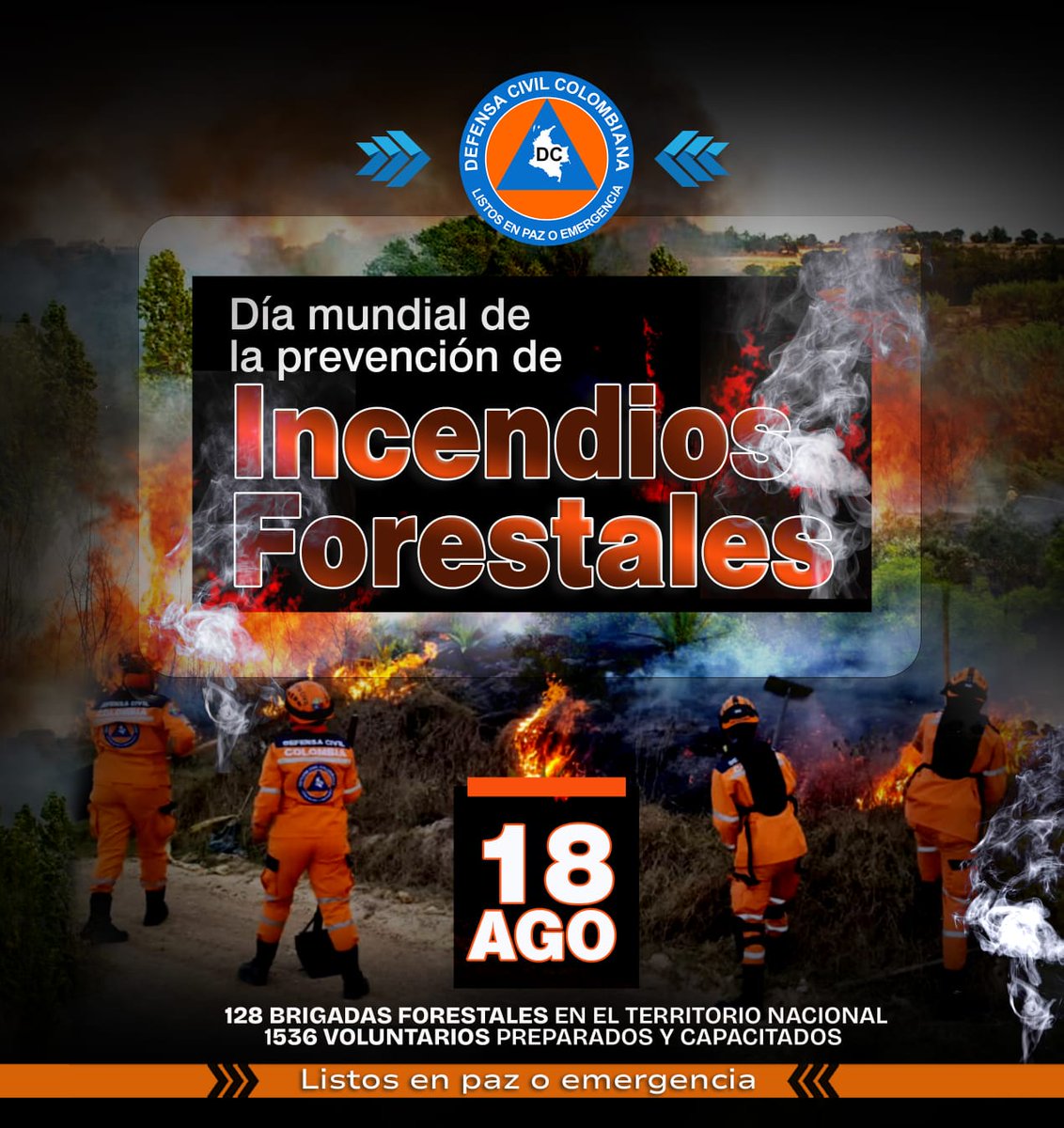 DefensaCivilColombia (@defensacivilco) on Twitter photo ¡Protegiendo nuestros bosques! 🌳🚒 La <a href="/DefensaCivilCo/">DefensaCivilColombia</a> representa un papel crucial en la prevención y control de incendios forestales con 128 brigadas forestales y 1.536 voluntarios preparados, distribuidos en todo el país.
"Voluntarios de corazón, guardianes de la nación" ¡Protegiendo nuestros bosques! 🌳🚒 La <a href="/DefensaCivilCo/">DefensaCivilColombia</a> representa un papel crucial en la prevención y control de incendios forestales con 128 brigadas forestales y 1.536 voluntarios preparados, distribuidos en todo el país.
"Voluntarios de corazón, guardianes de la nación"