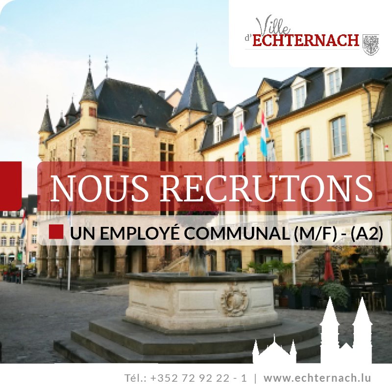 📷 Le Service des festivités et relations publiques recrute un nouveau collaborateur !
Retrouvez la description complète du poste et des missions ici : echternach.lu/vacance-de-pos…