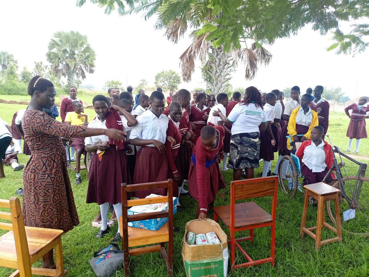 CWHO2025's tweet photo. # End Period Poverty Campaign #. CWHO in a bid to promote menstrual hygiene amongst the vulnerable Girls conducted a sensitization session at Nancy and Shaunti comprehensive school, for the Deaf. We distributed 180 reusable Sanitary towels to 89 Girls and a box of laundry soap. https://t.co/bY0zhCl4GL