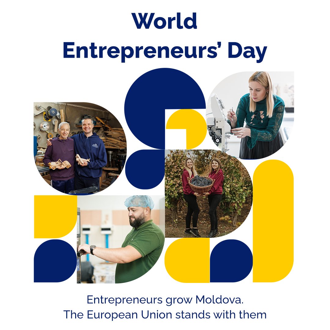 📌🗓️ On World Entrepreneurs’ Day, we celebrate Moldova’s entrepreneurs turning ideas into impact.

In 2024, the EU supported 5,594 SMEs with €165.8M, helping create 12 975 jobs. 👨‍🌾👷‍♀️

🤝 Perseverance. Vision. Growth.

#EU4Business #WorldEntrepreneursDay