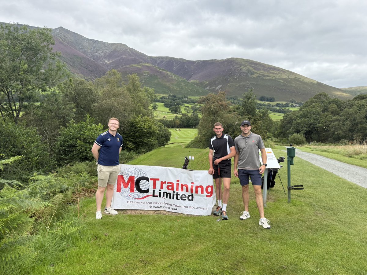 MCTrainUK's tweet photo. Very happy to continue sponsorship of @KeswickCricket on their golf day @keswickgolfclub. Brilliant day &amp; our hole winner was Joe Tinkler. Our fourball were.... well indifferent but amusing! (&amp; about 5th) https://t.co/qpLiQiglpD
