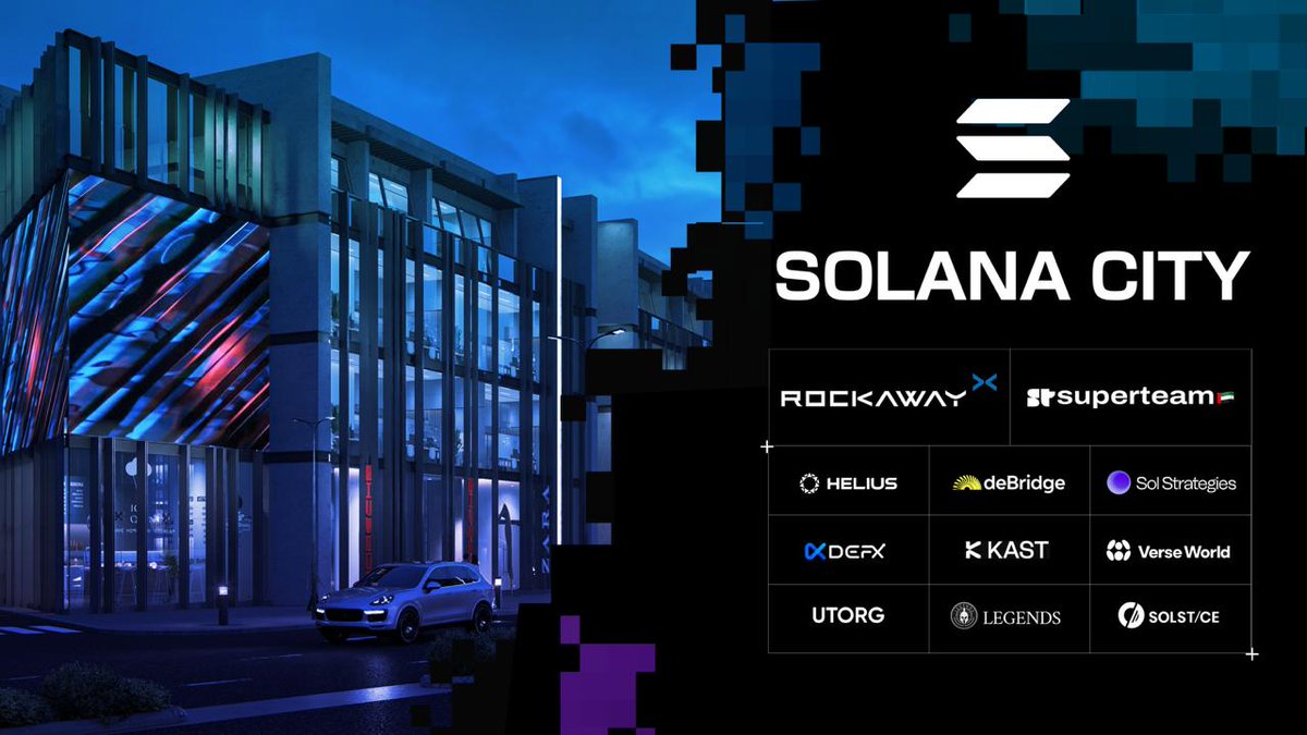 Solana City hub in Dubai with partner logos