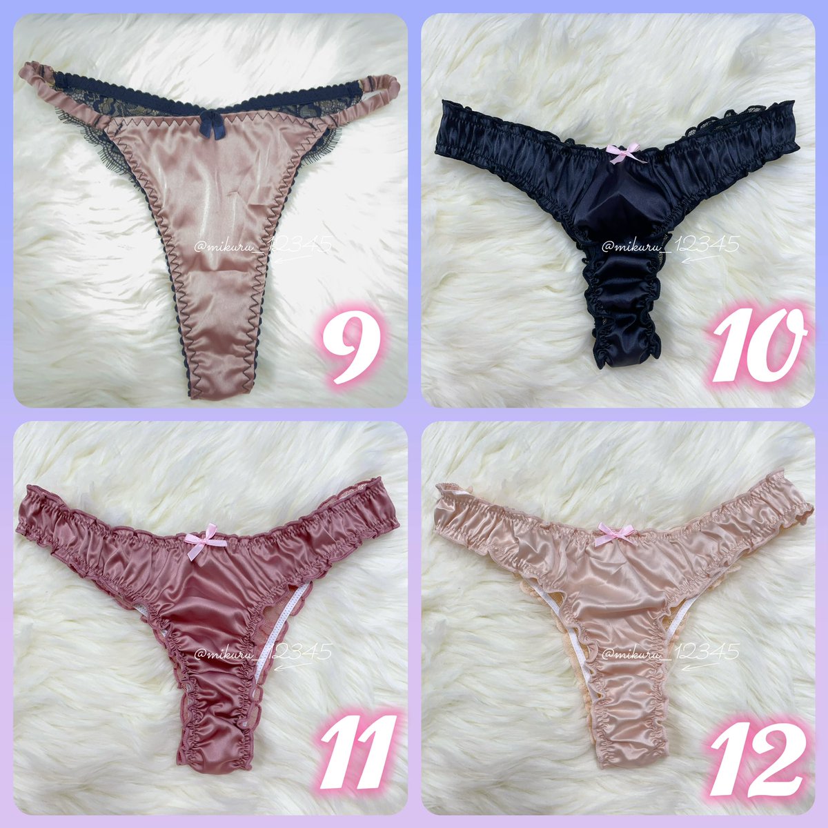 ショーツ在庫更新❤︎
⋆┈┈┈┈┈┈┈┈┈┈┈┈┈┈┈⋆

🎀1日着用込み
🎀1~5番（リサマリ♡）：2,800＋送料
🎀8~12番：2,000＋送料

固定ツイートでオプションと発送方法確認後、DMお願いします🌸

 #下着売り子  #パンツ売ります #下着取引